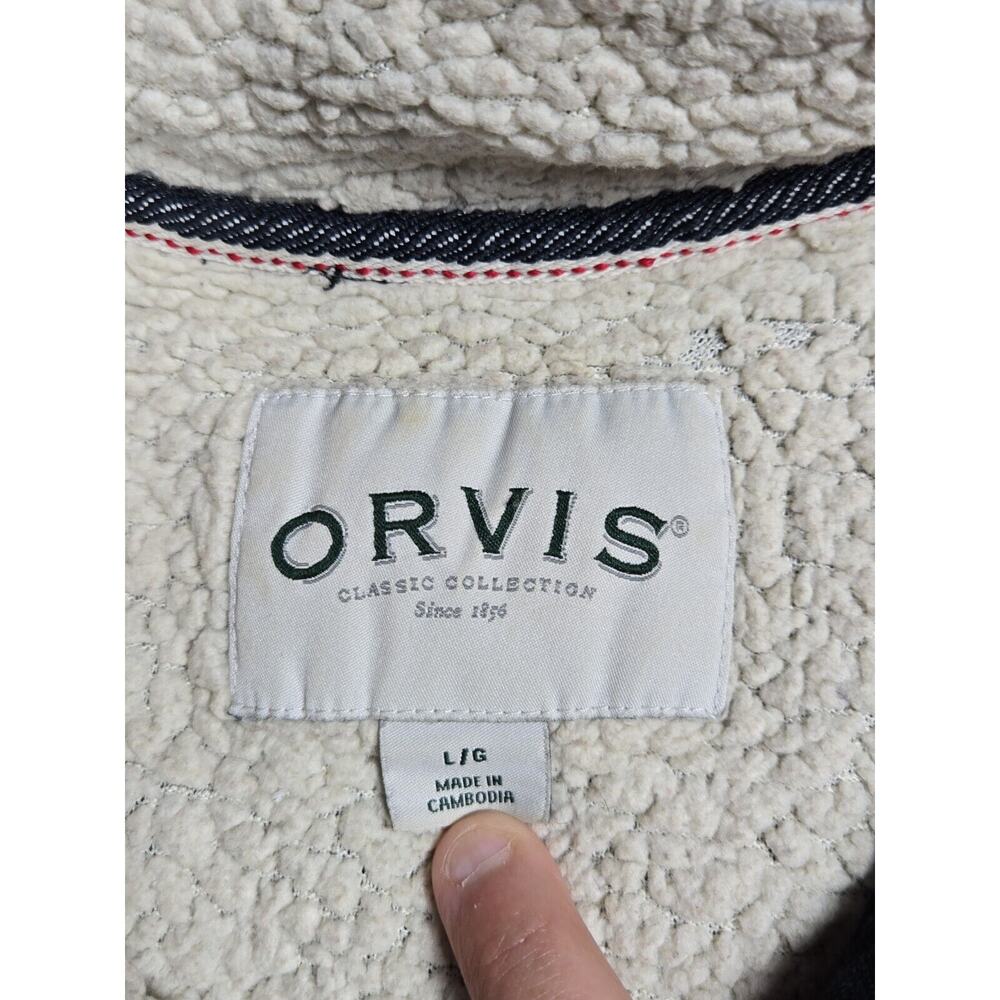 Orvis Men's Large 1/4 Zip Sherpa Lined Fleece Pullover Jacket Sweater Black Gray - Picture 8 of 14